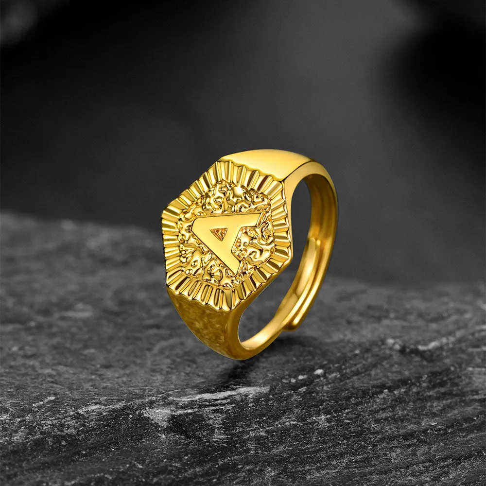 FaithHeart Initial Signet Ring For Unisex Wedding Band