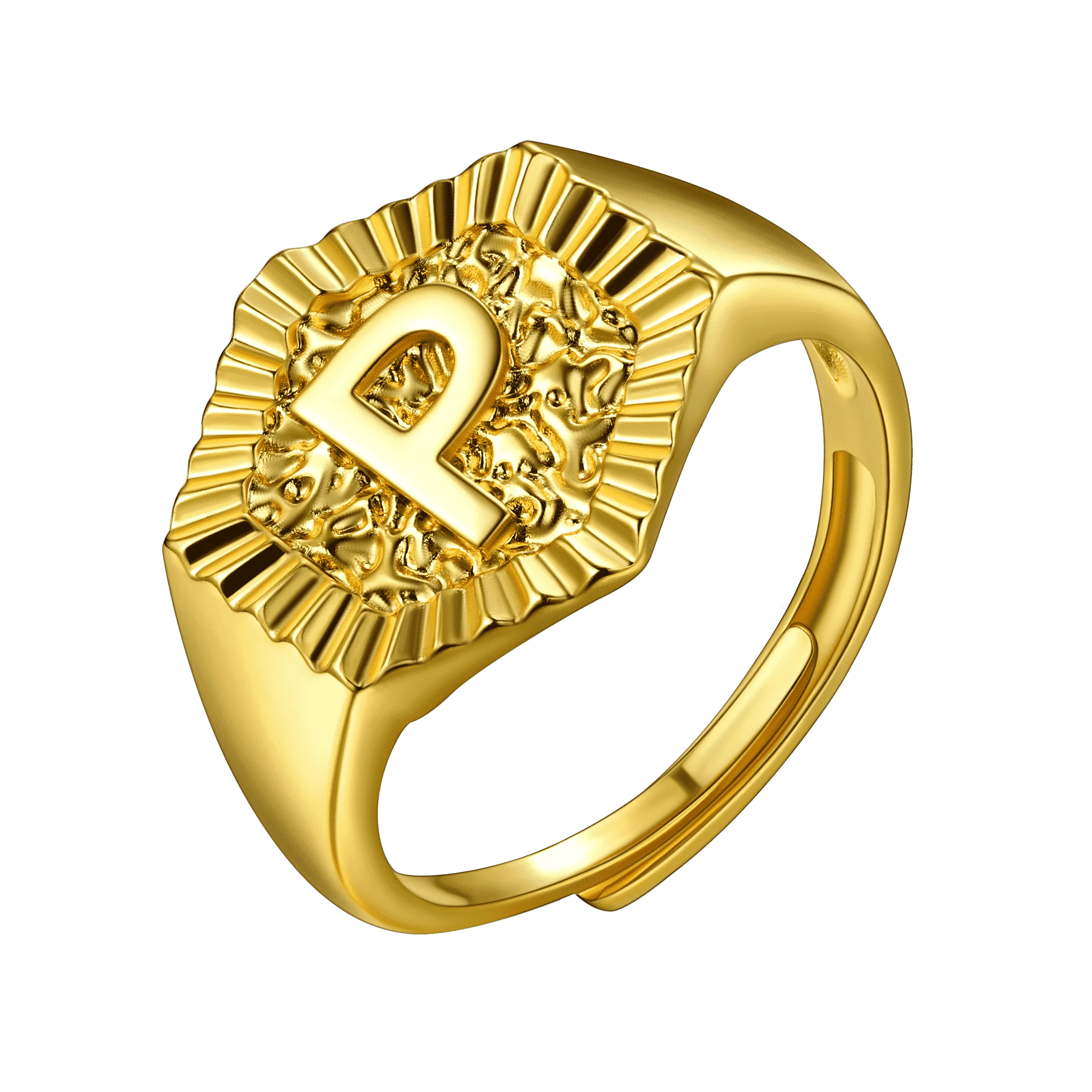 FaithHeart Initial Signet Ring For Unisex Wedding Band