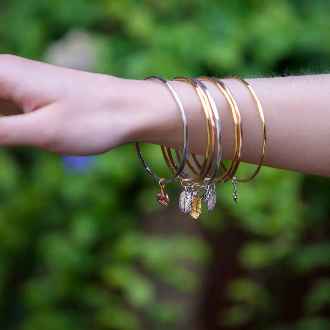 Feather Bangle | Silver - Silver Feather