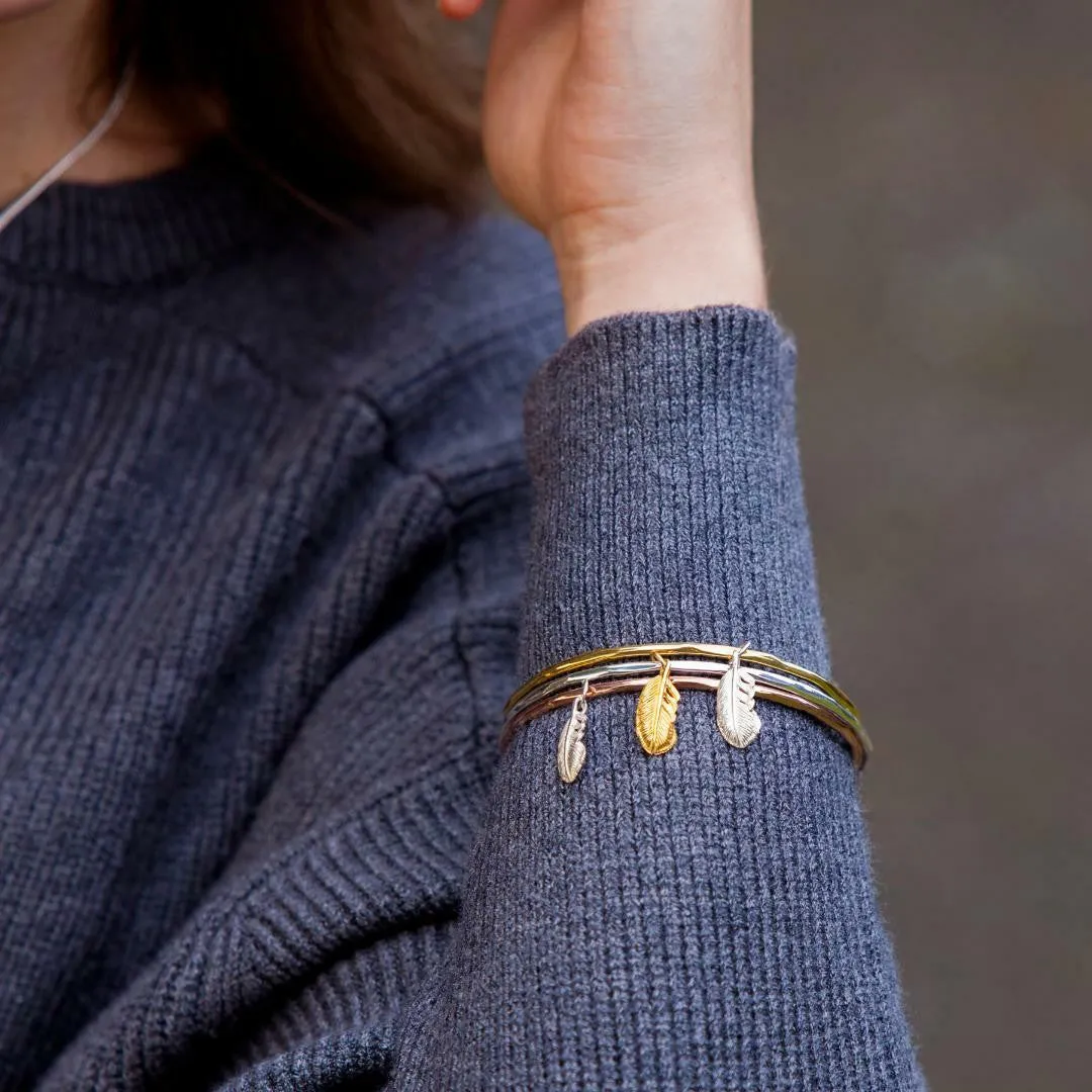 Feather Bangle | Silver - Silver Feather