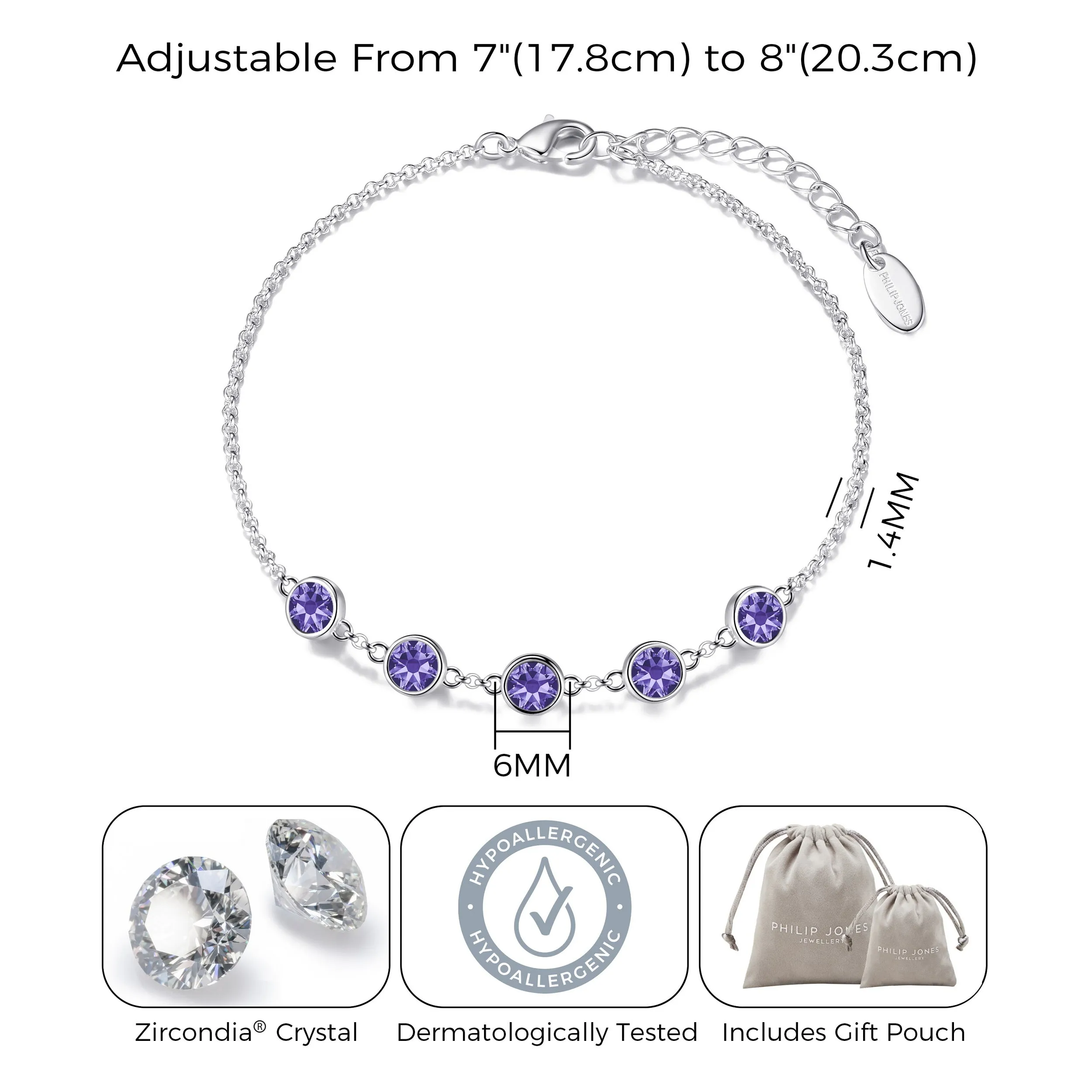 February Birthstone Bracelet Created with Amethyst Zircondia® Crystals