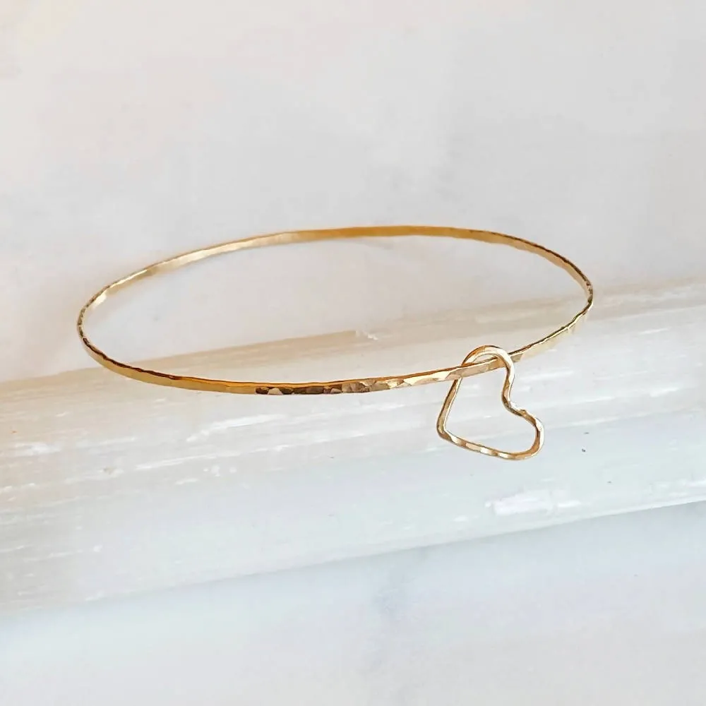 Floating heart bangle