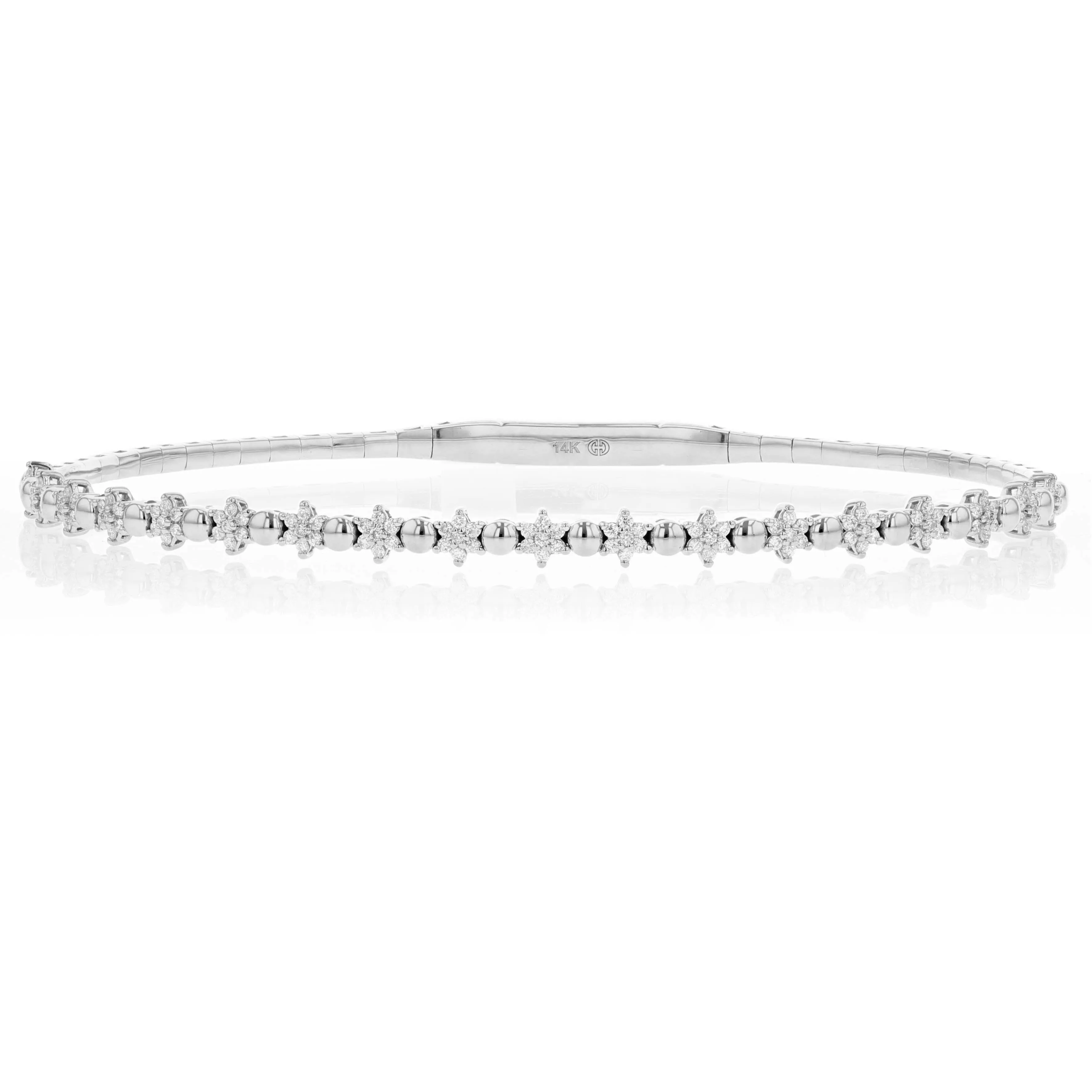 Floral Cluster Diamond Bangle Bracelet