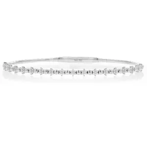 Floral Cluster Diamond Bangle Bracelet