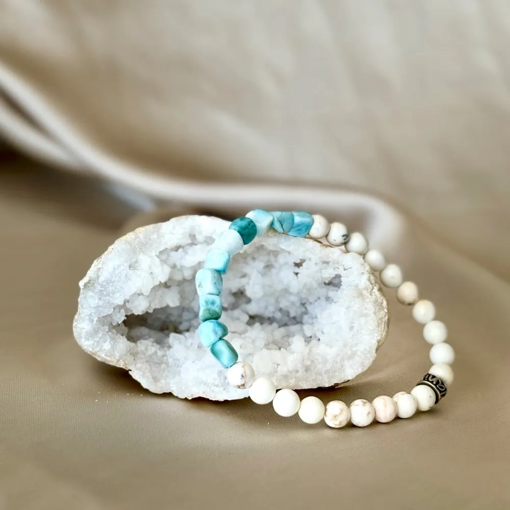 Flow Gemstone Bracelet with Larimar and Magnesite beads