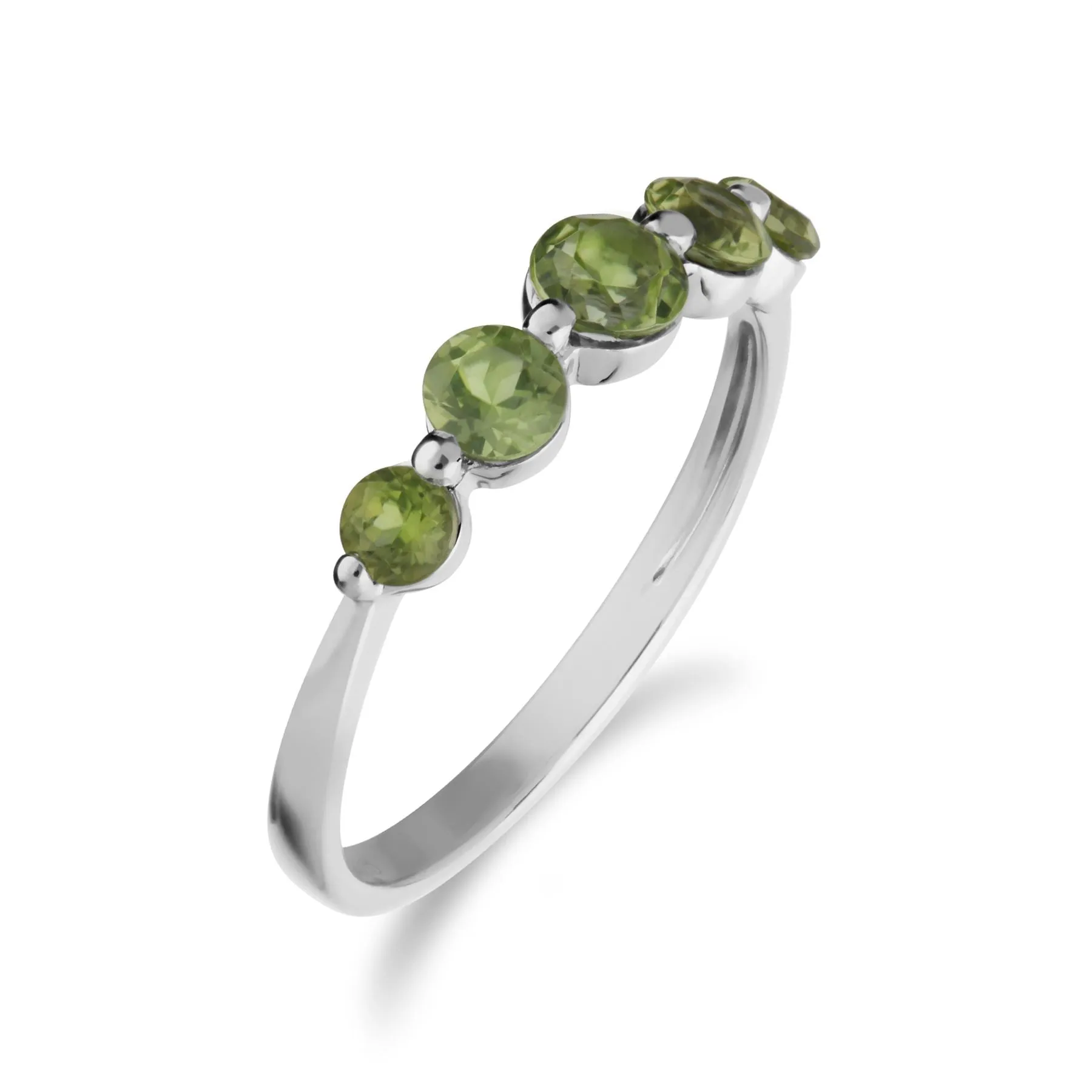 Fünfstein Peridot Ring in Sterling Silber