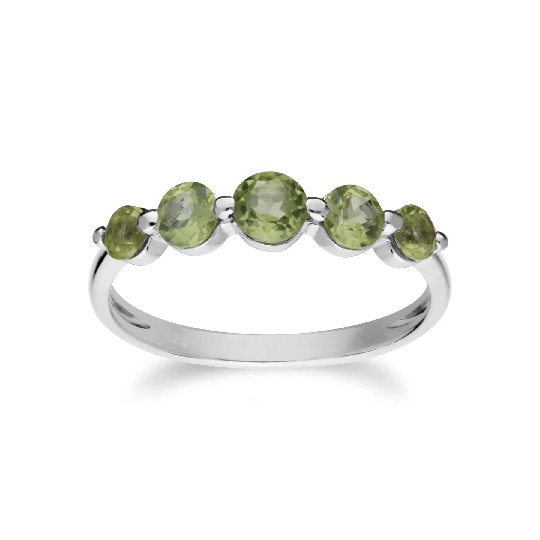 Fünfstein Peridot Ring in Sterling Silber