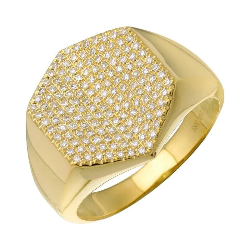 Folded Pave Shape Signet Ring