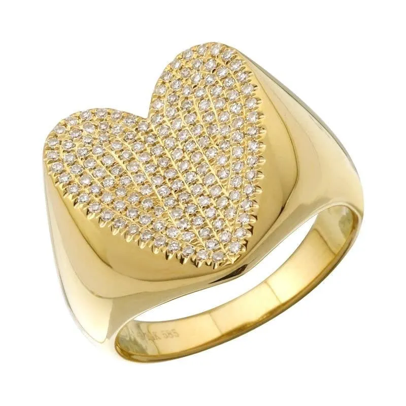 Folded Pave Shape Signet Ring