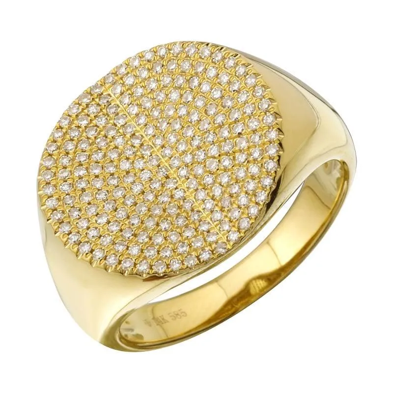 Folded Pave Shape Signet Ring