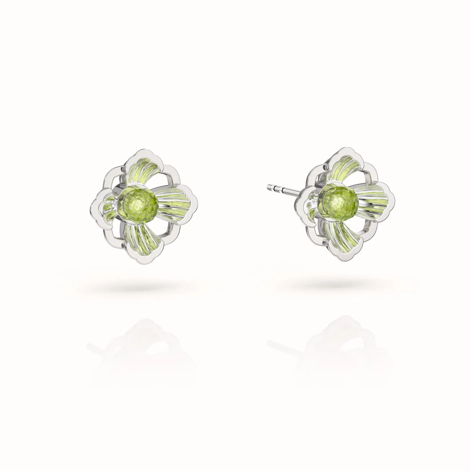 Forbidden Spring Small Stud Earrings - Sterling Silver - Peridot