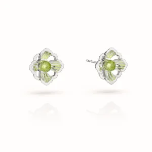 Forbidden Spring Small Stud Earrings - Sterling Silver - Peridot