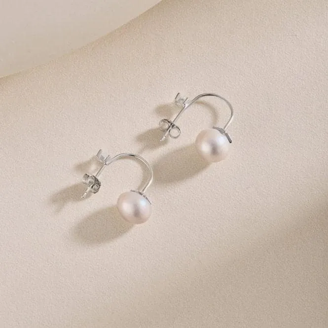 Fresh Water Pearl Round Star Dropper Earrings ERLE025