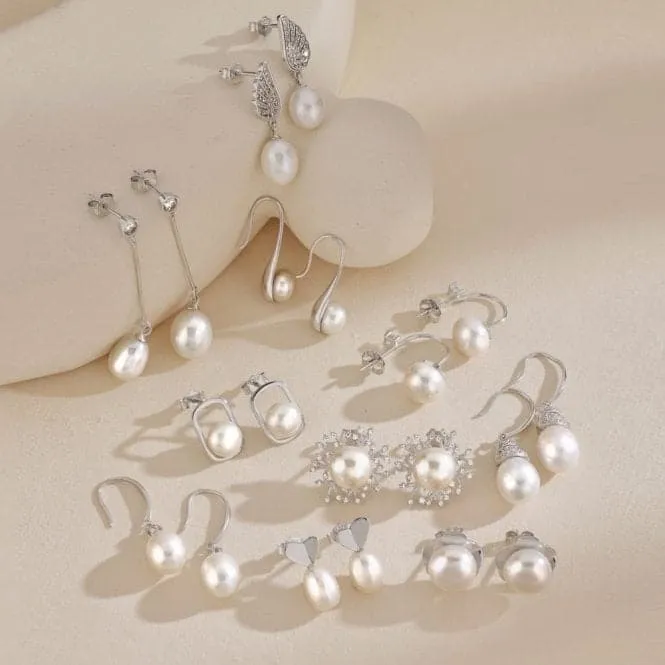 Fresh Water Pearl Round Star Dropper Earrings ERLE025