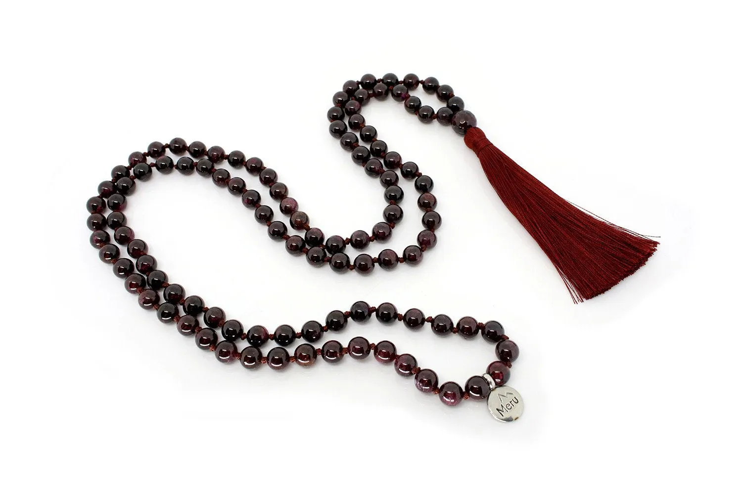 Garnet Jade Mala Beads Necklace - "I am Love"