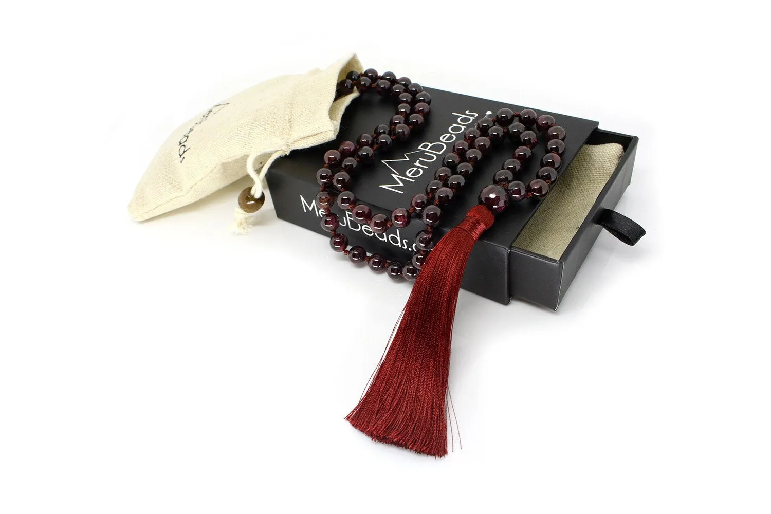 Garnet Jade Mala Beads Necklace - "I am Love"