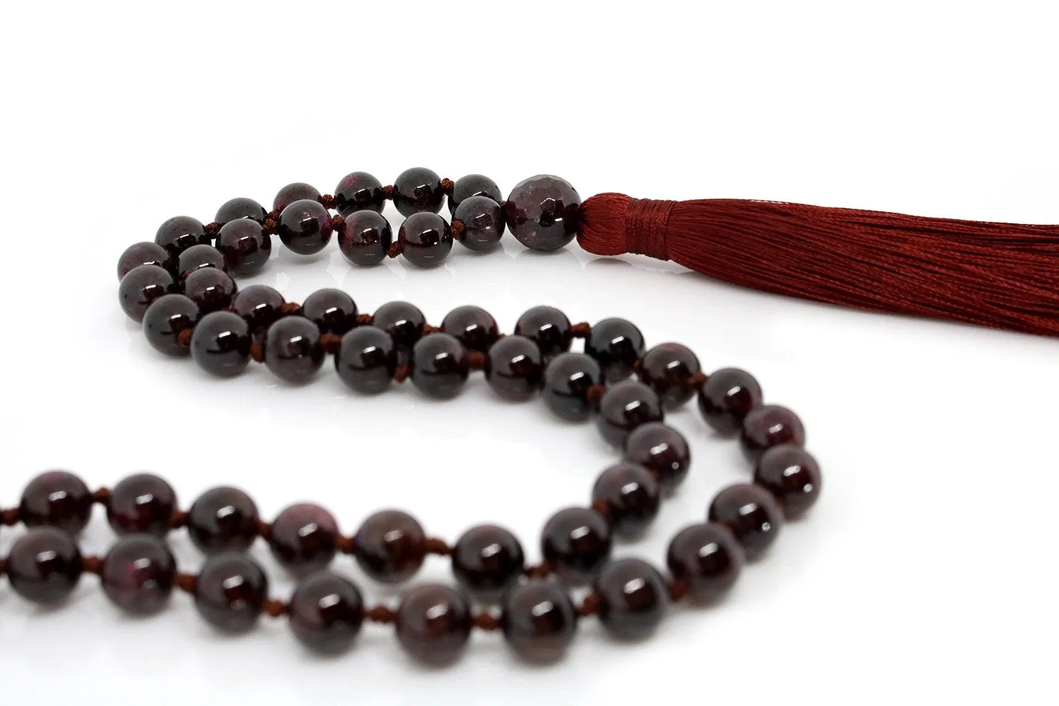 Garnet Jade Mala Beads Necklace - "I am Love"