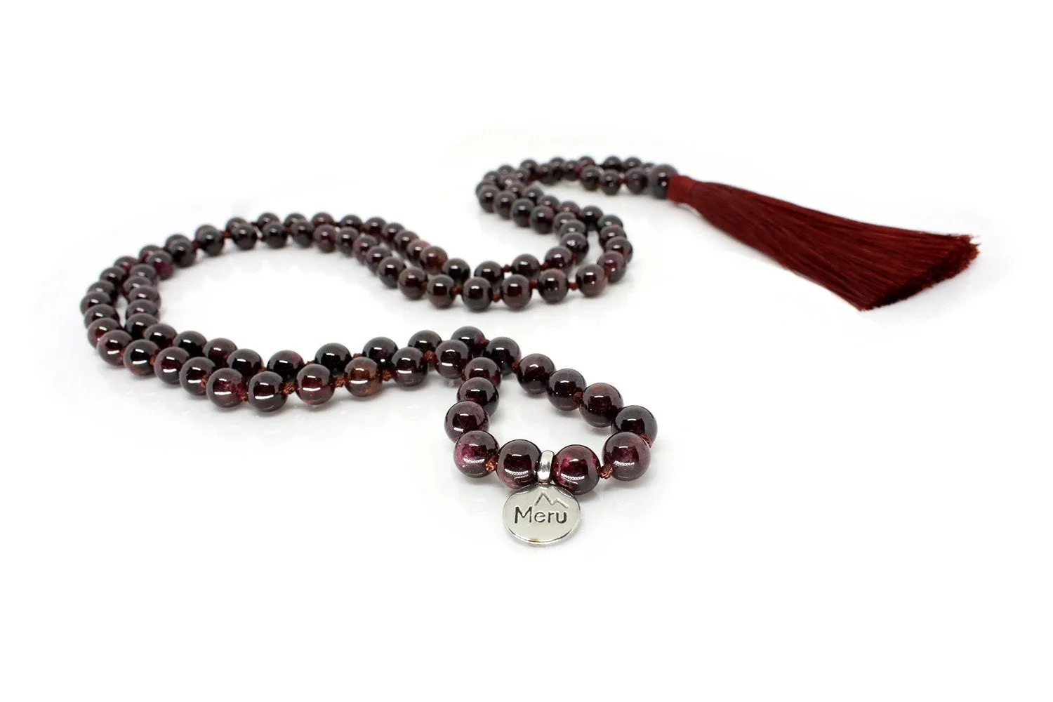 Garnet Jade Mala Beads Necklace - "I am Love"