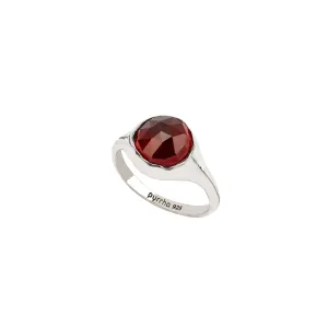 Garnet Large Faceted Stone Set Signet Ring