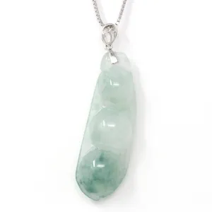 Genuine Burmese Ice Blue Jadeite Pendant with 18k White Gold Bail