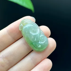 Genuine Ice Green Jadeite Jade Ru Yi Pendant Necklace