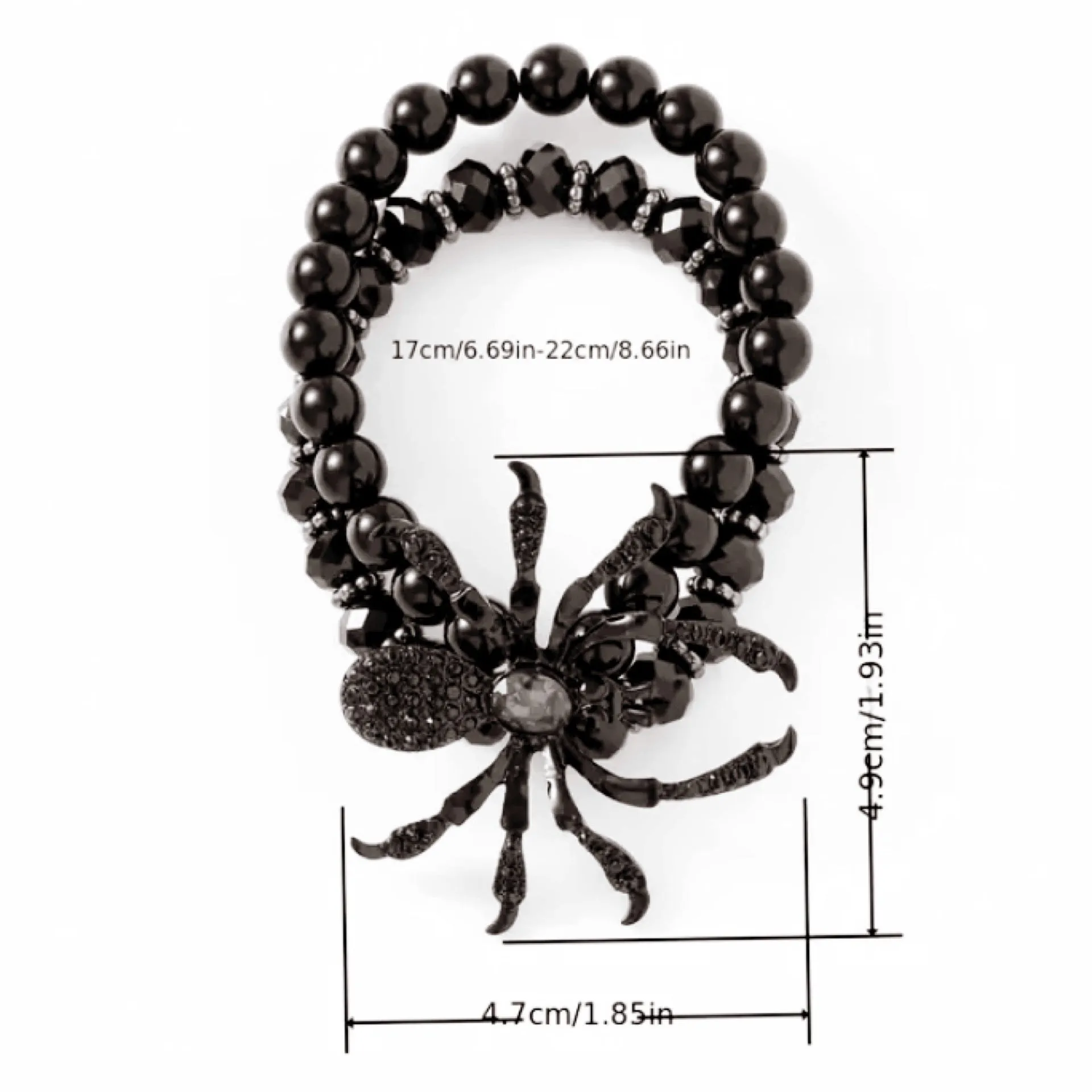 Gothic Rhinestone Spider Beaded Bracelet