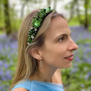 Green Headband Jewelled Headband with Crystal