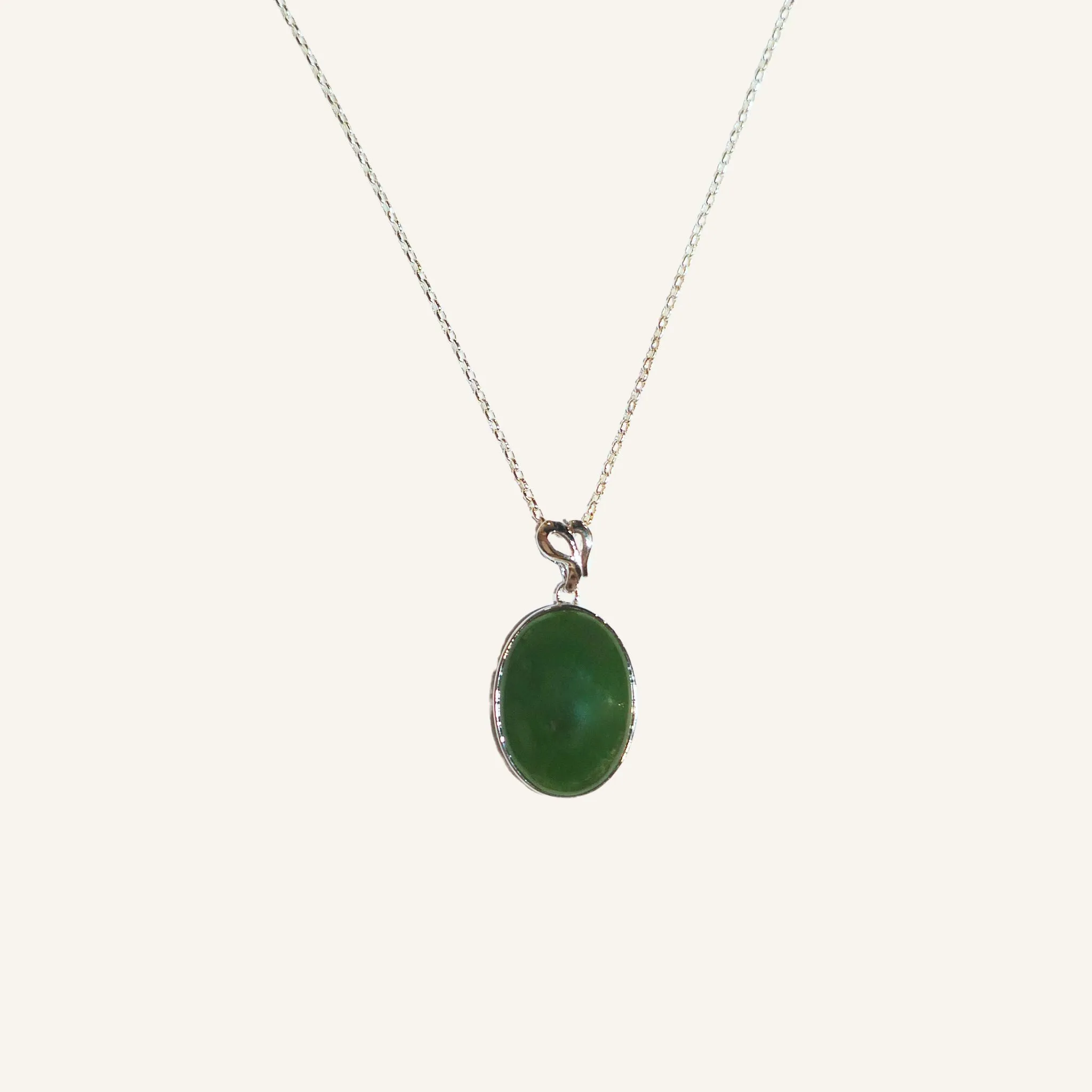 Greenstone & Silver -  Classic Oval Pendant