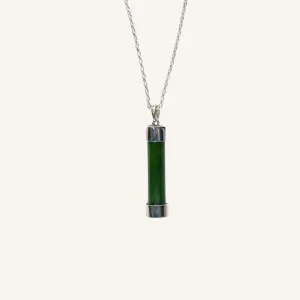 Greenstone & Silver - Double Capped Contemporary Pendant