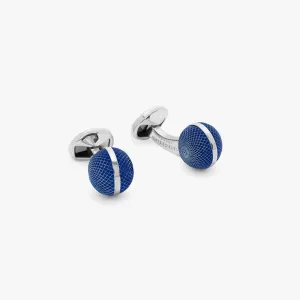 Guilloche Sphere cufflinks in lapis with rhodium finish