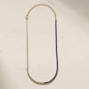 Half and Half Sapphire and Diamond Tennis Necklace