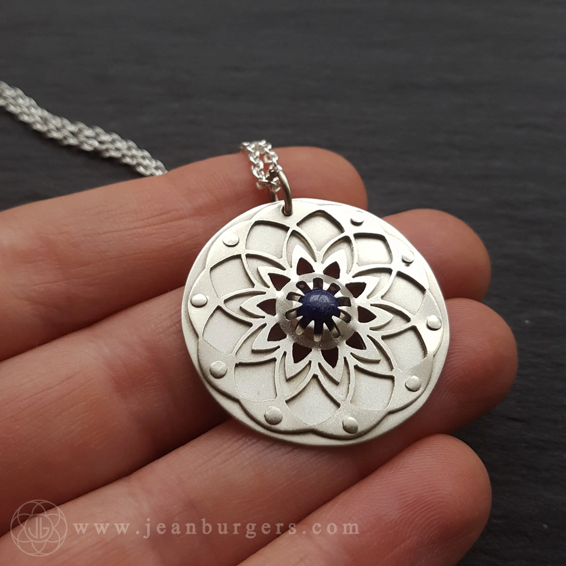 Handcut Lapis Lazuli Mandala Pendant