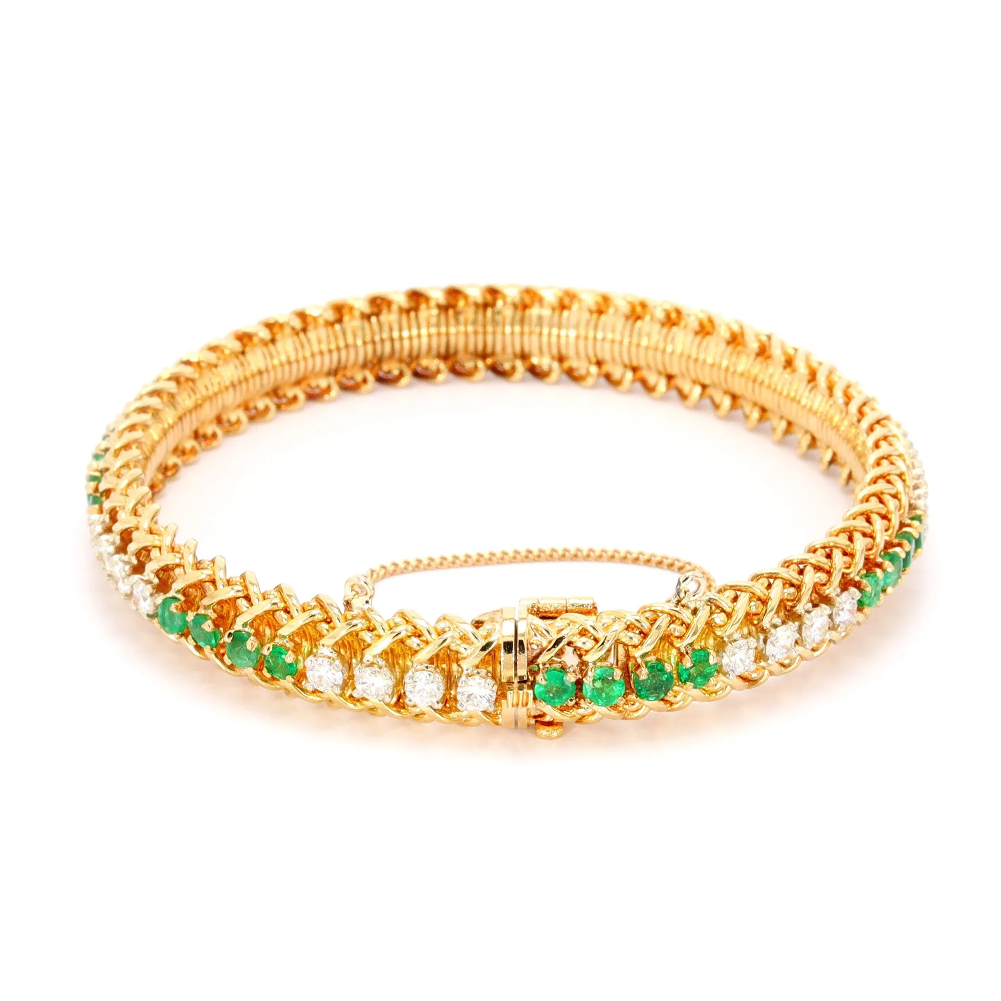 Handmade French Emerald and Diamond Bracelet