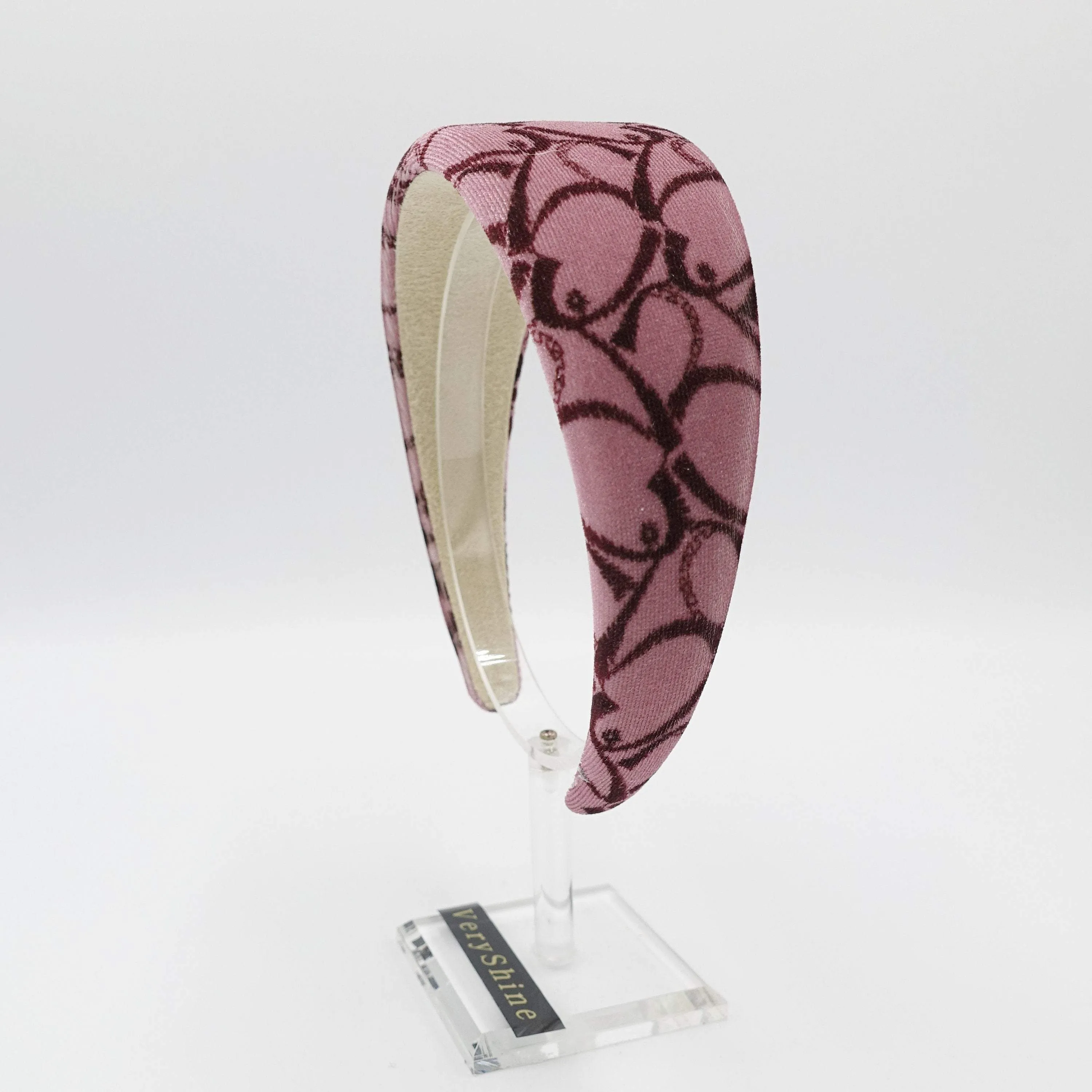 heart print velvet padded headbandi