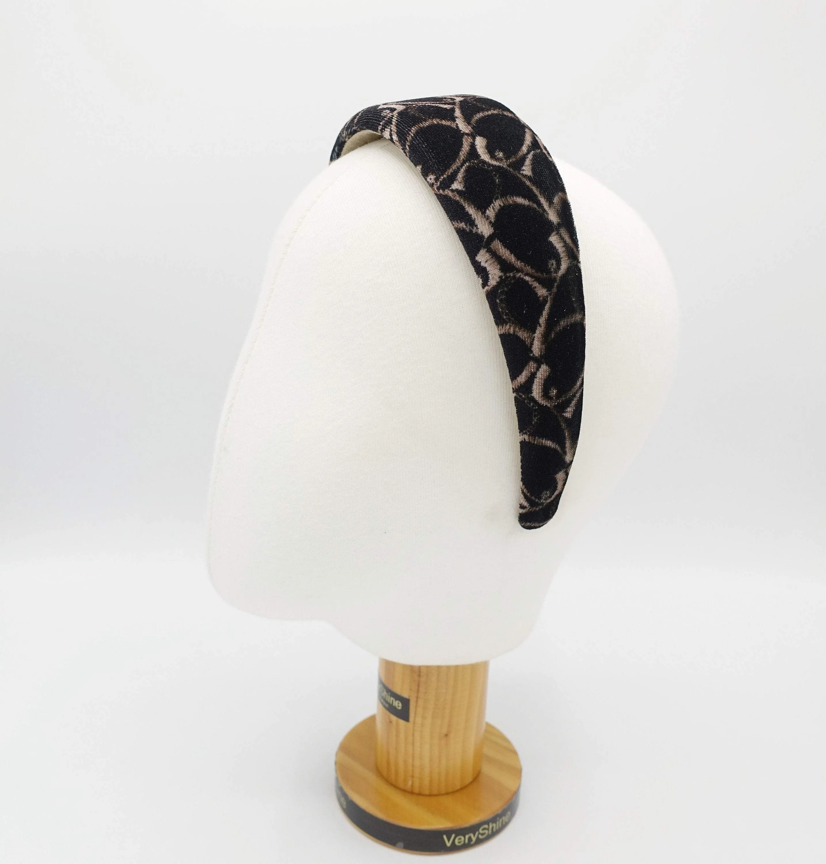 heart print velvet padded headbandi