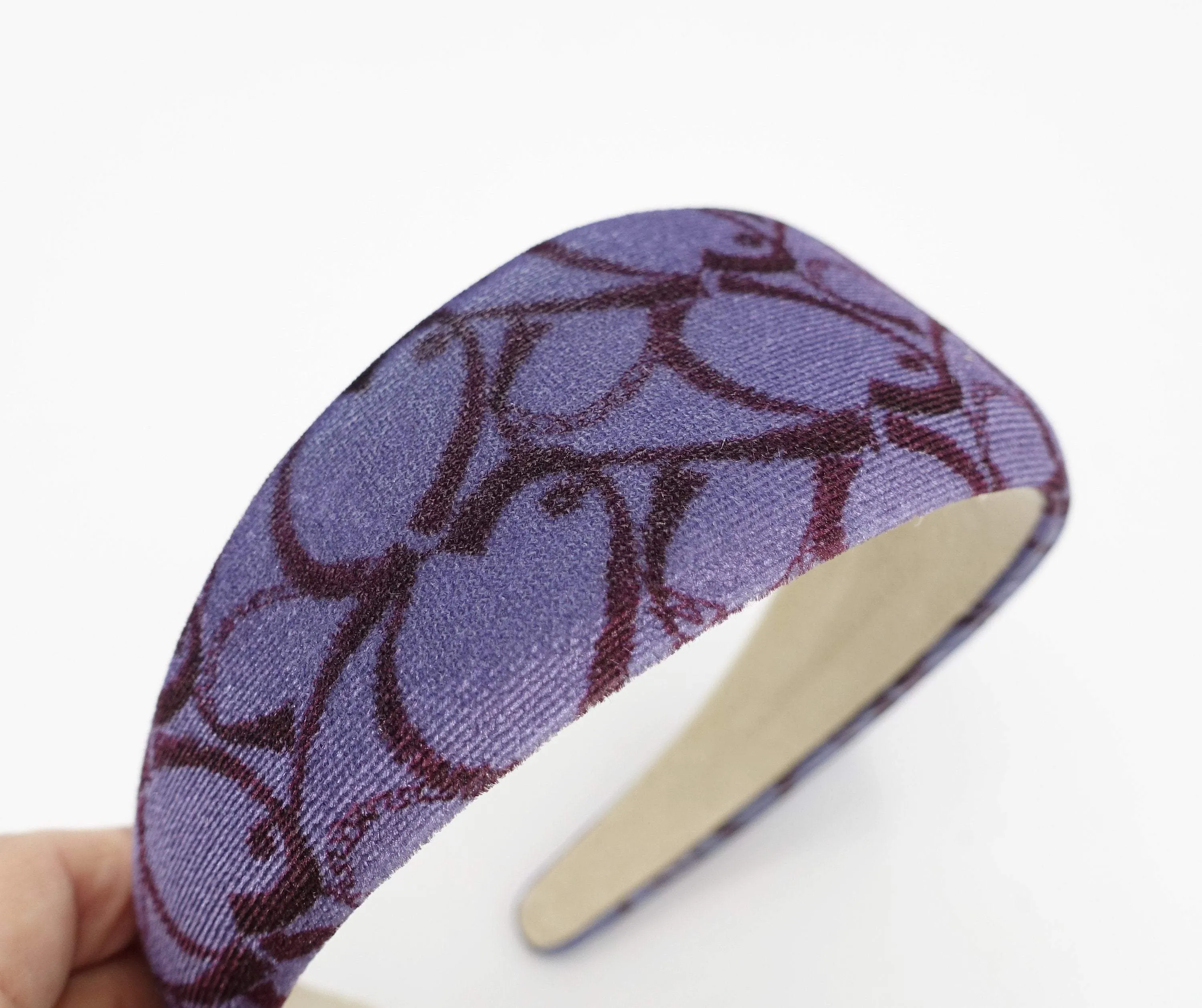 heart print velvet padded headbandi