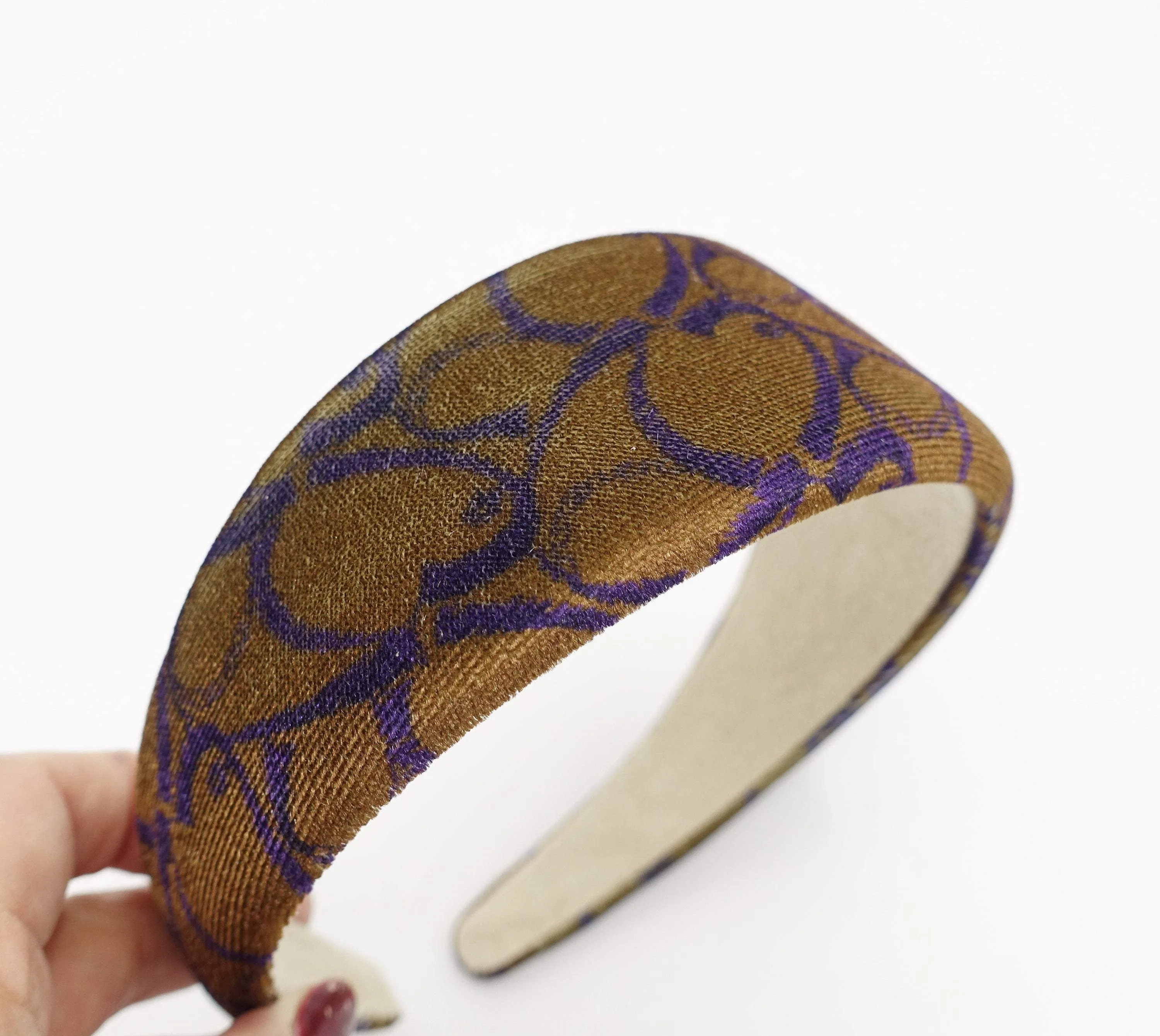 heart print velvet padded headbandi