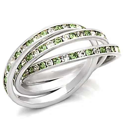 High-Polished 925 Sterling Silver Ring with Top Grade Crystal in Peridot for Women Style 35108