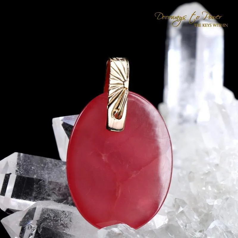 Hokkaidō Rhodochrosite Light Language Pendant 14k