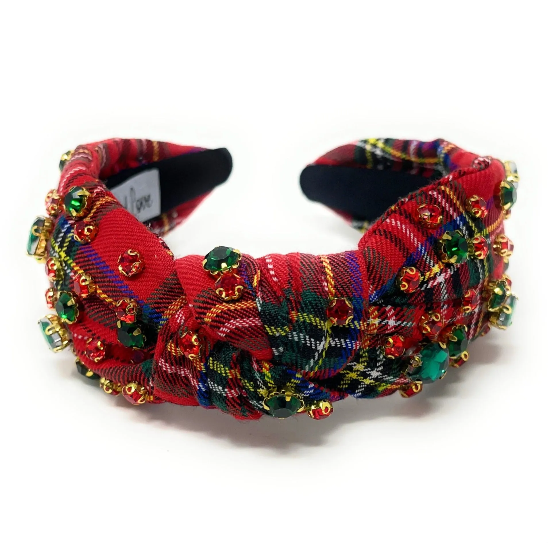 Holiday Plaid Jeweled Knot Headband