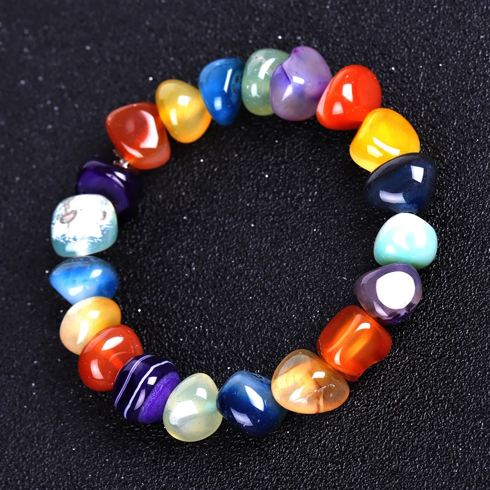 Irregular Bracelet with Shape Mixed Color Red Black Dream Agate Bracelet Ornament