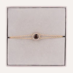 January Garnet-Colour  Birthstone Clasp Bracelet In Gold-Tone