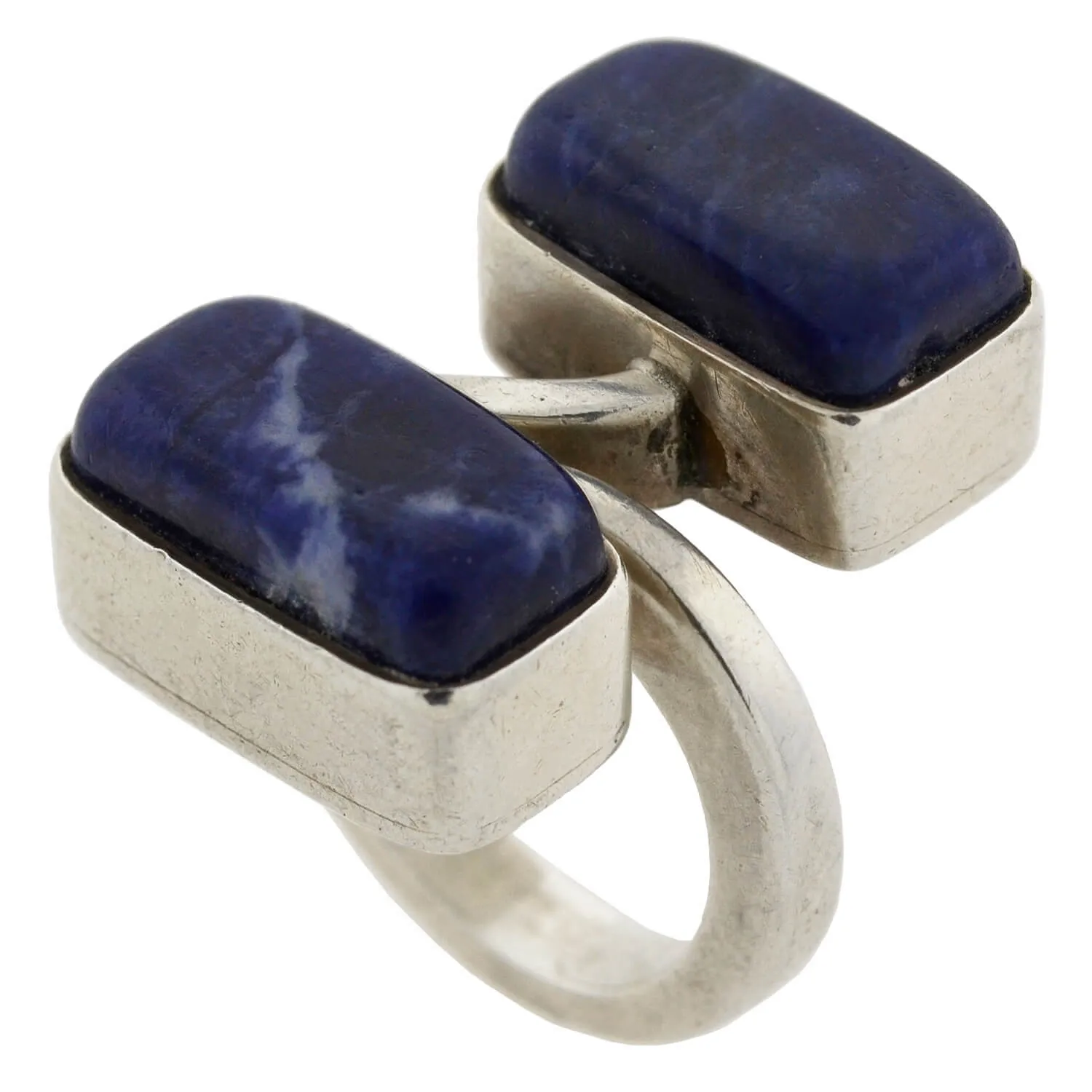 JENS HOUGAARD Vintage Sterling Lapis Lazuli Bypass Ring