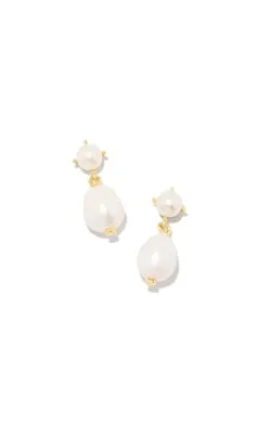 Kendra Scott Eve Drop Gold Pearl Earrings