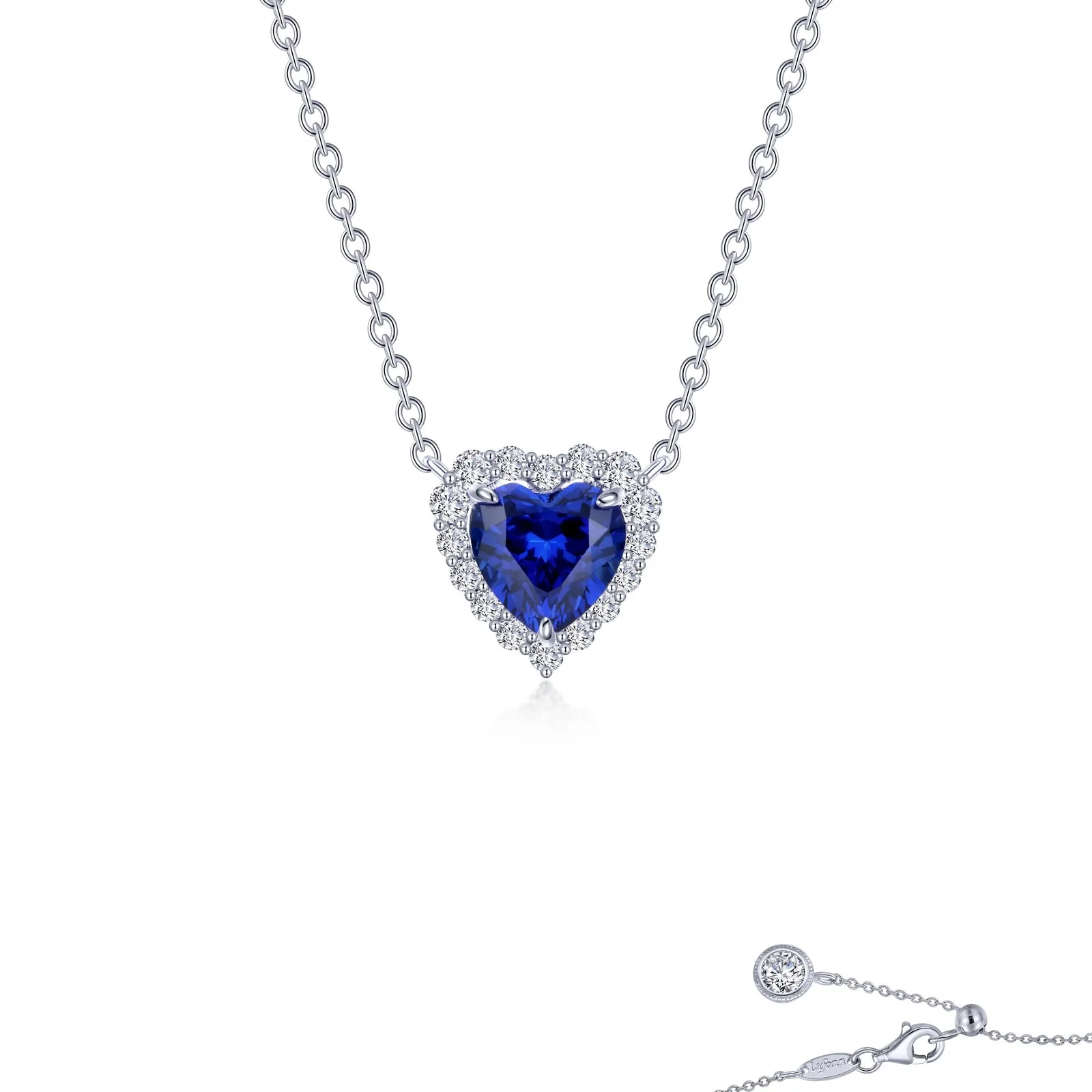 Lafonn Simulated Diamond & Fancy Lab Grown Sapphire Halo Heart Necklace SYN001SP20