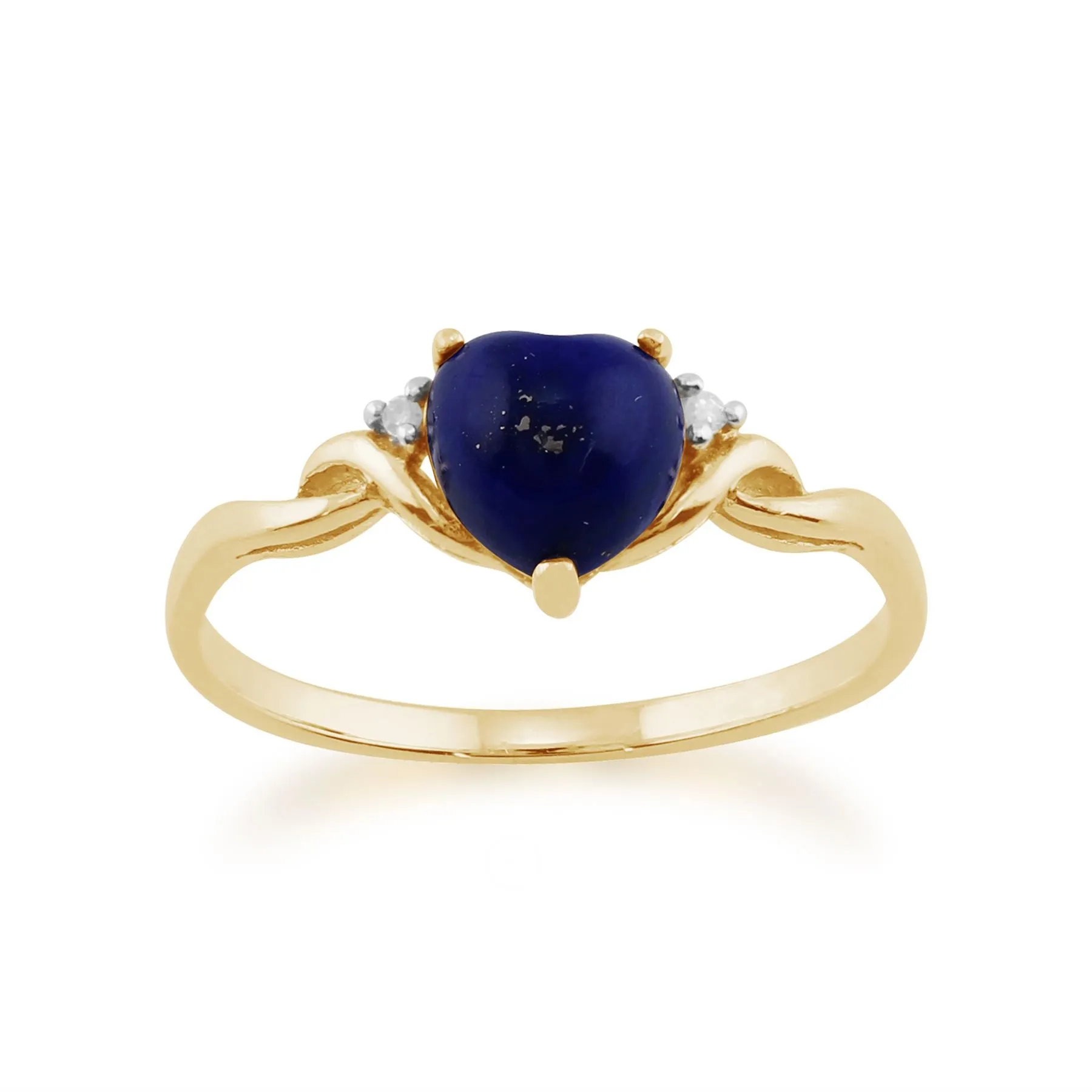 Lapislazuli Ring, 9 Karat Gelbgold 0.44ct ct Lapislazuli & Diamant Herz Ring