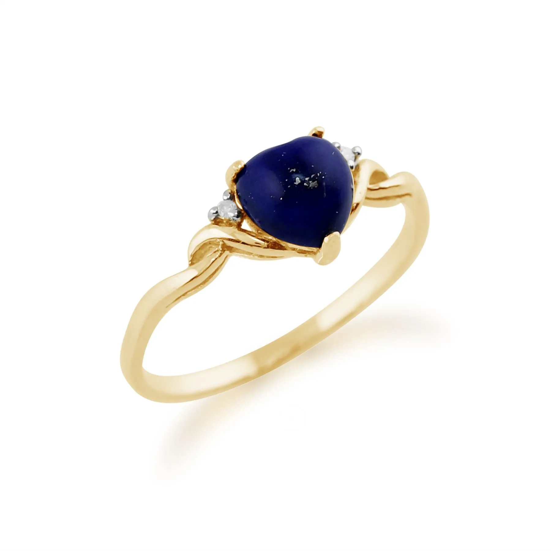 Lapislazuli Ring, 9 Karat Gelbgold 0.44ct ct Lapislazuli & Diamant Herz Ring