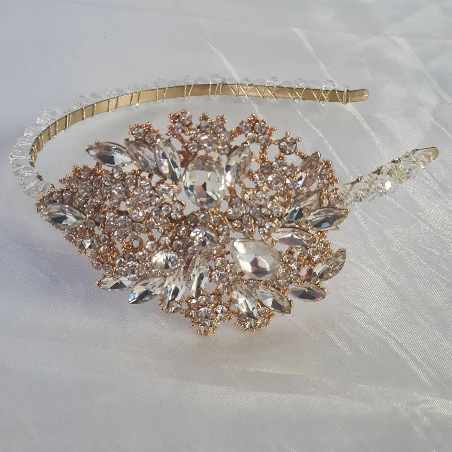 Large side tiara , Vintage inspired crystal band, Silver, Gold or Rose gold by Crystal wedding uk