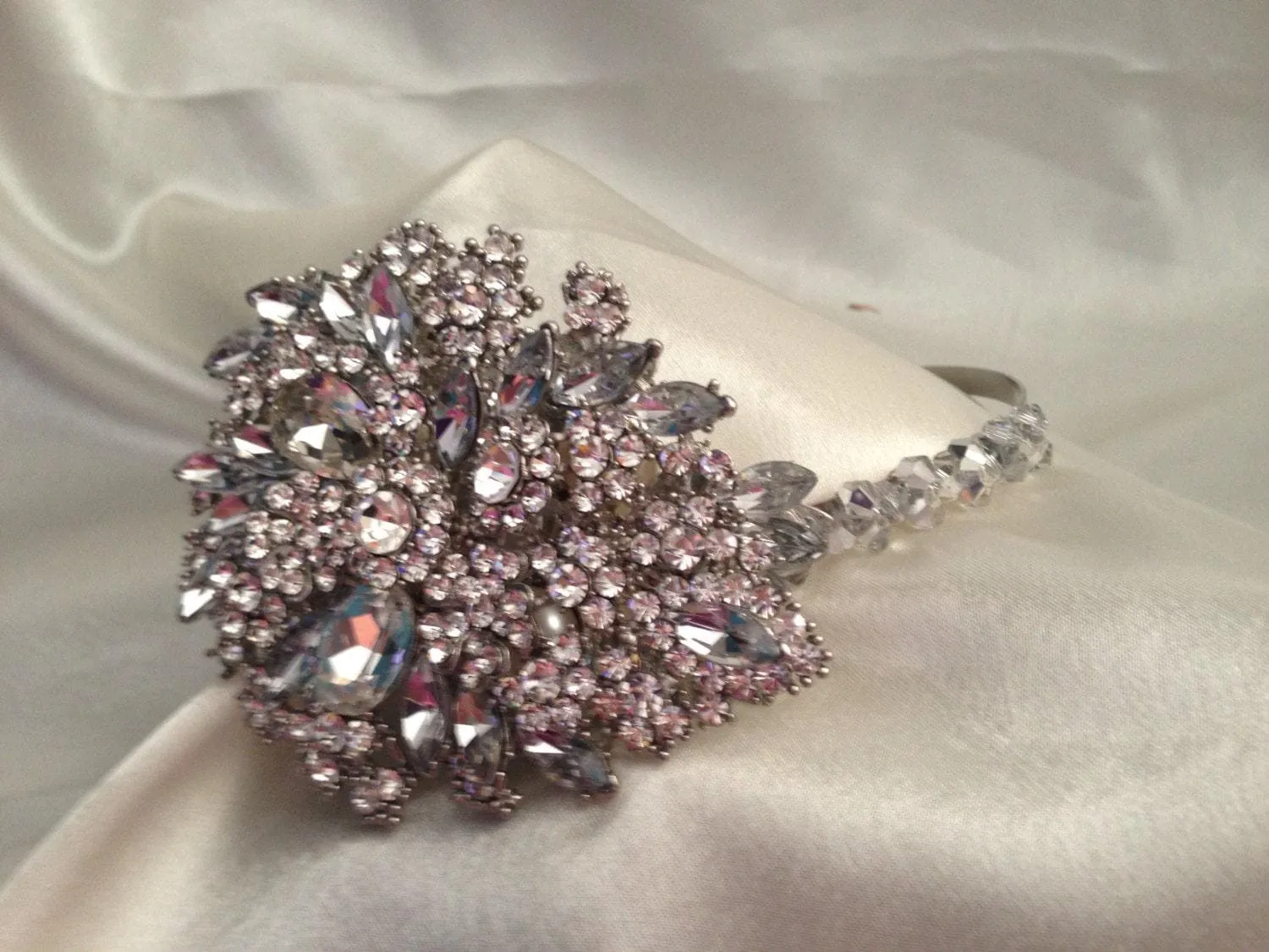 Large side tiara , Vintage inspired crystal band, Silver, Gold or Rose gold by Crystal wedding uk