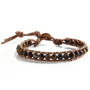 Leather Bracelet Natural Stone Bead Bracelets